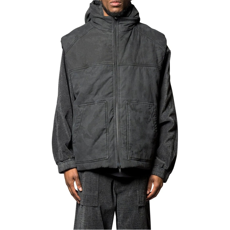 Juun.J Daunenjacke REVERSIBLE CAMOUFLAGE VEST BLACK schwarz