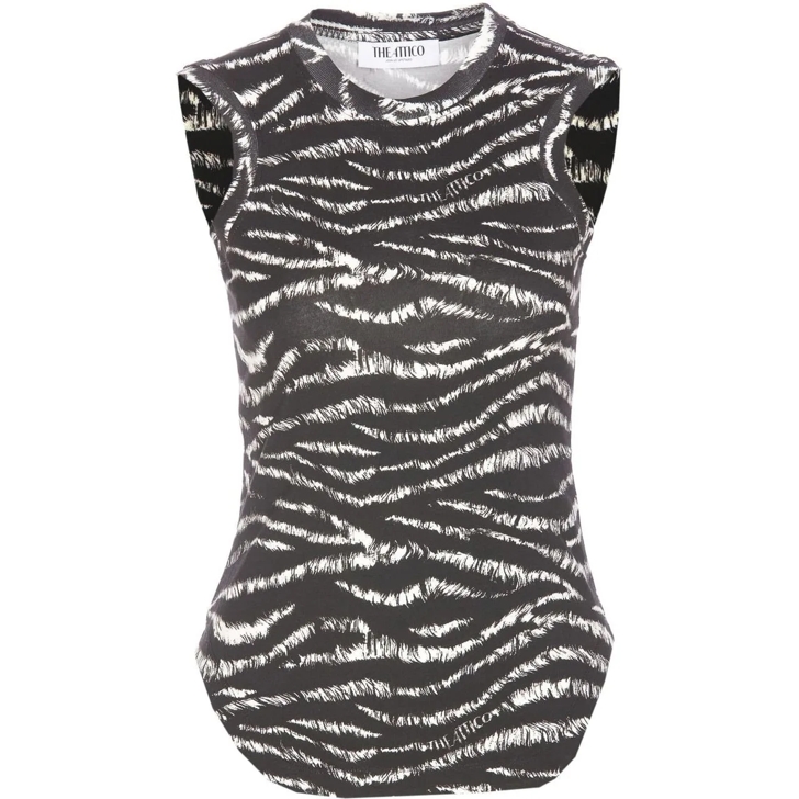 The Attico Zebra Print Tank Top Black | T-shirt
