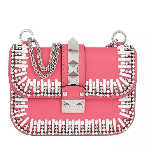 Valentino Garavani Bead Embellished Bag Leather Pink Crossbody Bag