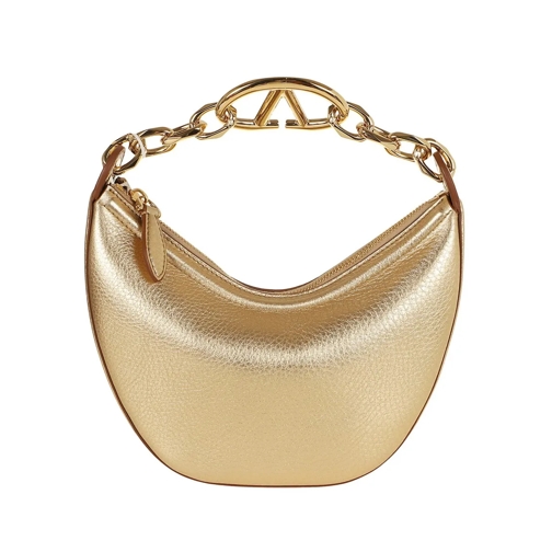 Valentino Schultertasche Metallic Leather Mini Hobo Vlogo Moon Bag Gold