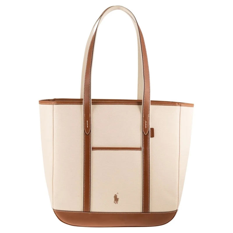 Polo Ralph Lauren Fourre-tout Medium Cotton And Leather Tote Bag Neutrals