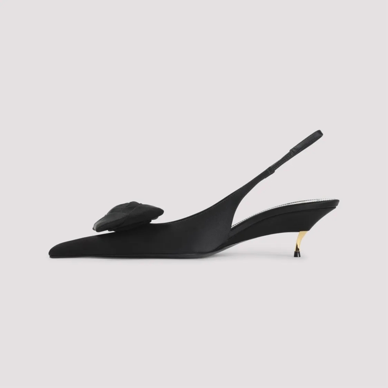 Saint Laurent Sandalen Pointed Toe Slingback Sandals With Bow Detail Black