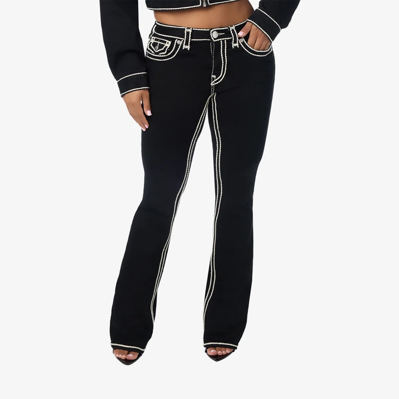 True Religion Bootcut-Jeans - Bootcut- Mid Rise- Ausgestelltes Bein- Super  schwarz(Image 6)