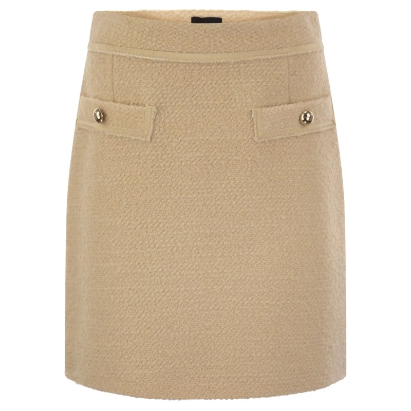 Fay Minijupe Bouclé Wool Short Skirt With Flap Pockets Neutrals