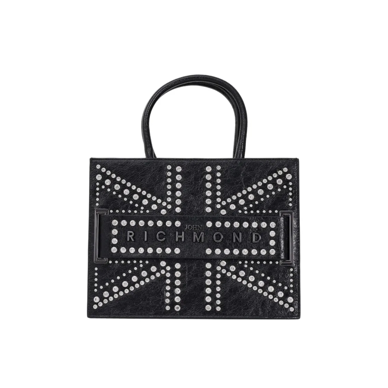 John Richmond Tote Rectangular Tote Bag With Studded Geometric Design Black