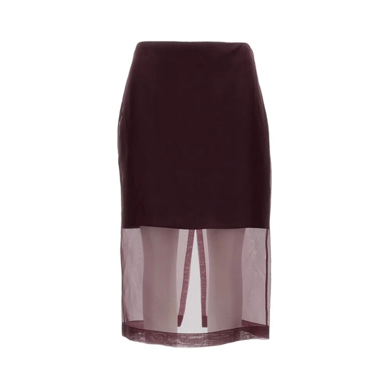 Federica Tosi Jupe midi Organza Silk Midi Skirt With Distinctive Rear Slit Burgundy
