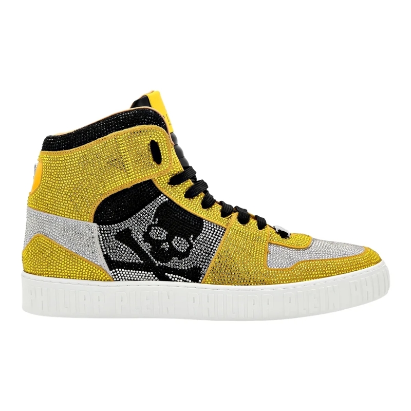 Philipp Plein Low-Top-Sneaker Hochwertige Turnschuhe Notorious Mit Schmucksteine gelb