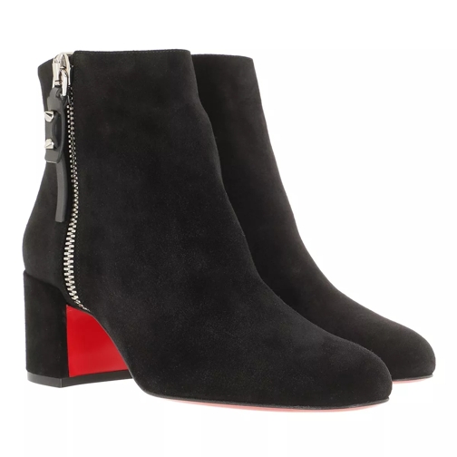 Christian Louboutin Zip Ankle Boots Suede Leather Black Stiefelette