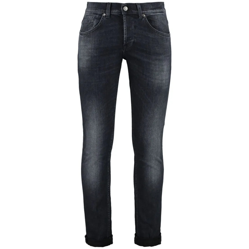Dondup Jeans Dark-Washed Black Denim Jeans With Tapered Fit Black