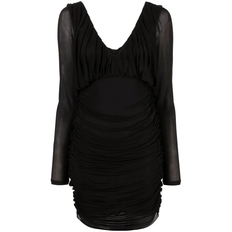 Saint Laurent Mini-jurk Mini Black Dress With Deep V-Neckline Black