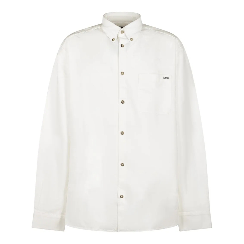 A.P.C. Overhemd Classic Button-Down Shirt With Subtle Logo Detail White