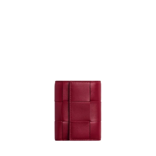 Bottega Veneta Tri-Fold Portemonnaie Bicolor Tri-Fold Leather Wallet Red