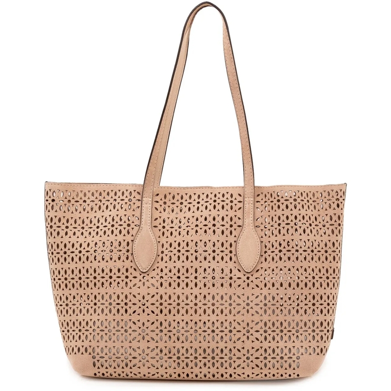 Gianni Chiarini Shopper Mashup Tote Bag Traforata con Manici Lunghi beige(Image 3)
