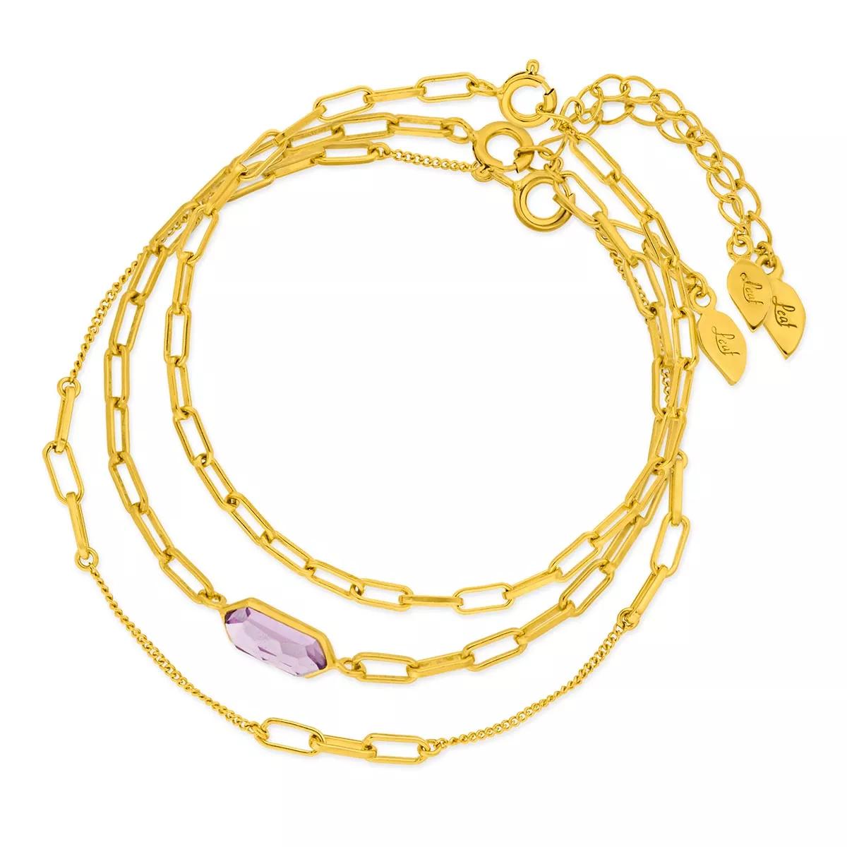 Leaf Armband - Bracelet Set Cube, Amethyst, silver gold plate - Gr. M - in Lila - für Damen