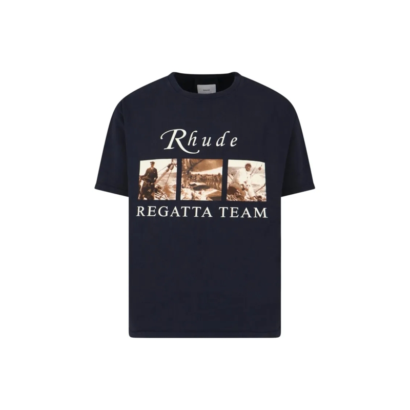 Rhude T-shirt Classic Black T-Shirt With Crew Neckline And Timel Black
