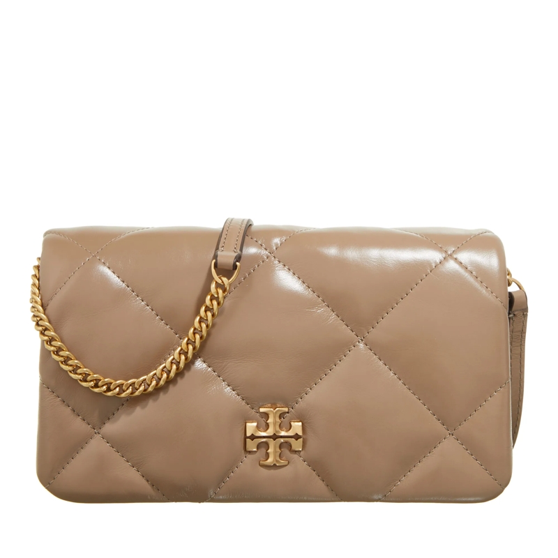 Tory Burch Wallet On A Chain Kira Diamond Quilt Chain Wallet Taupe Oak