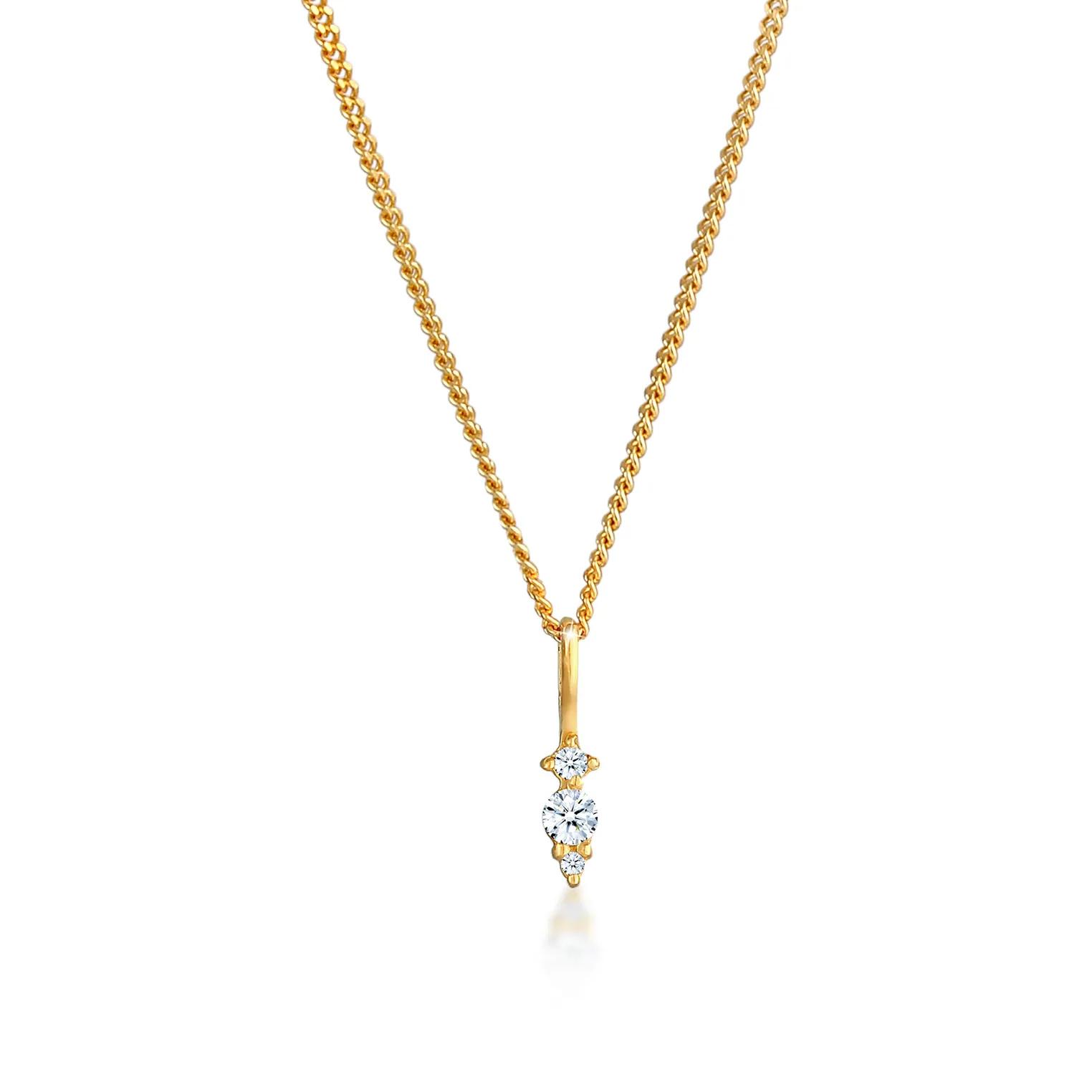 Elli Halsketten - Halskette Diamant (0.05 ct.) Brilliant Klassik 585 - Gr. unisize - in Gold - für Damen