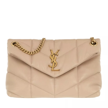 Saint Laurent Loulou Puffer Small Leather Shoulder Bag in White