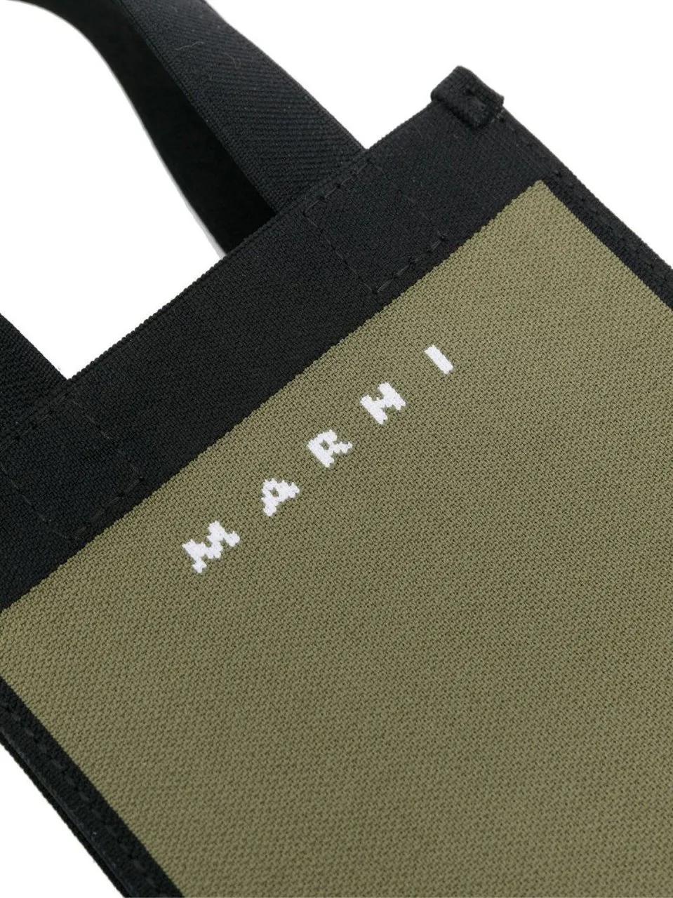Marni Heuptassen Logo Knit Crossbody Tote Bag in groen