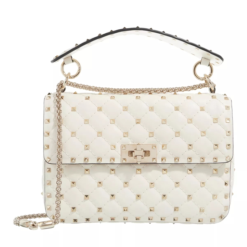 Valentino Garavani Satchel Rockstud Spike Crossbody Bag Medium Bianco
