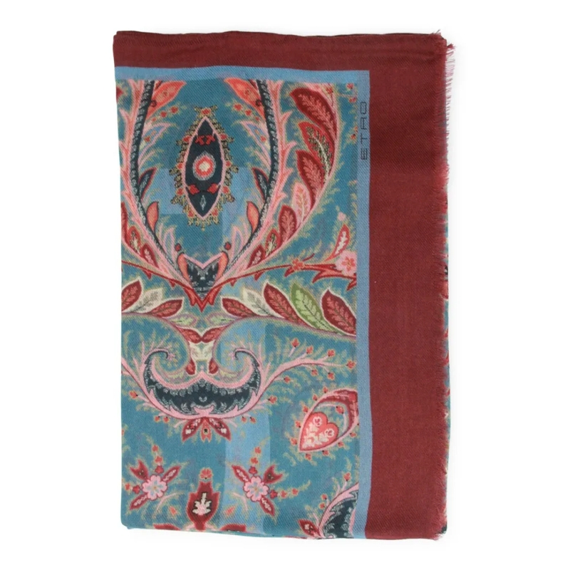 Etro Lichtgewicht Sjaal Paisley And Floral Pattern Scarf Blue