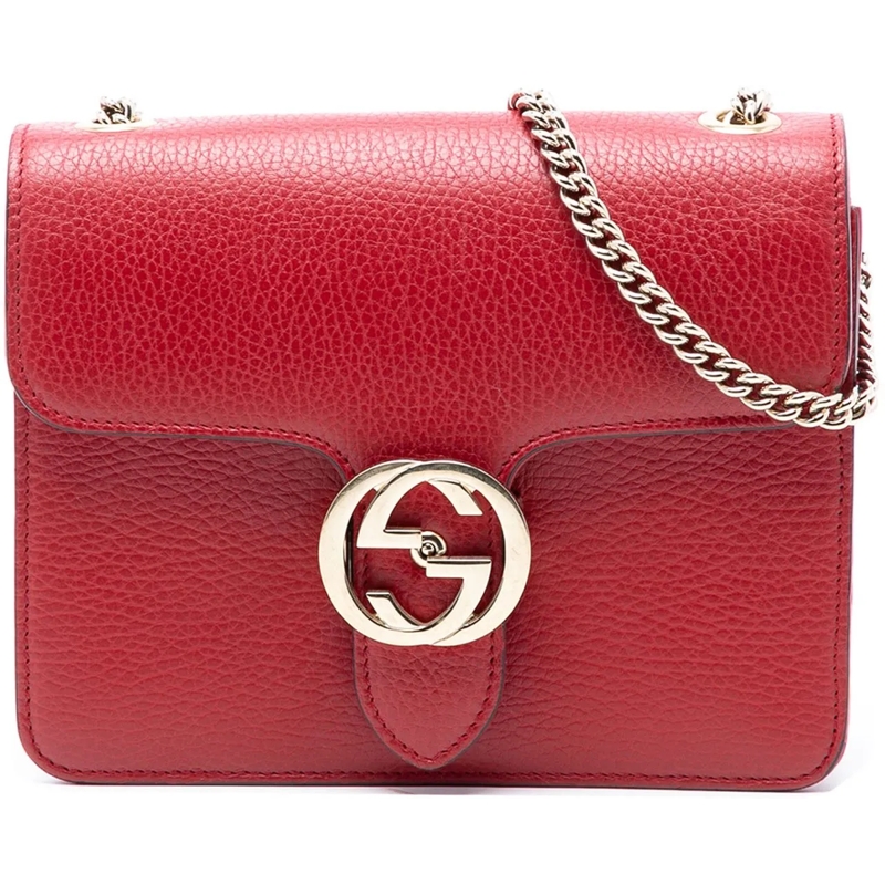 Gucci Schultertasche Small Dollar Calfskin Interlocking G Crossbody rot