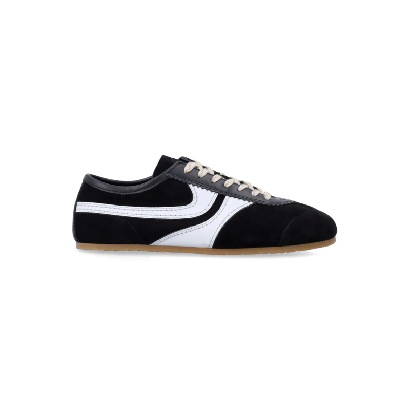 Dries Van Noten Low-Top-Sneaker Low-Profile Black Suede Sneakers With White Leathe Black