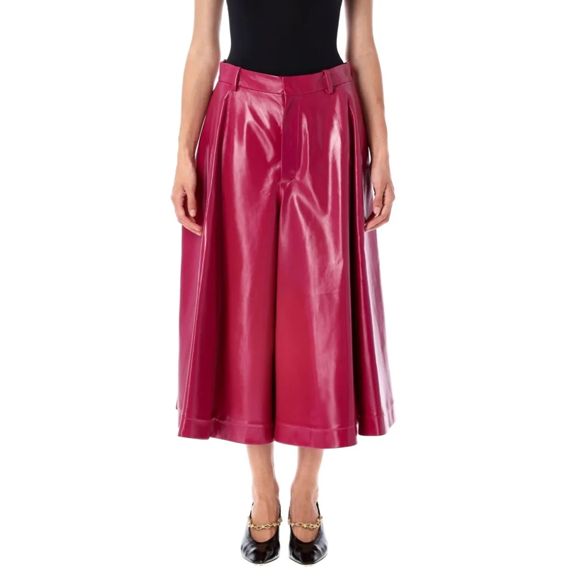 Bottega Veneta Lederhose Shyiny Leather Culotte Pink