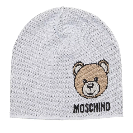Moschino Logo Intarsia Knit Hat Grey/Silver Mütze