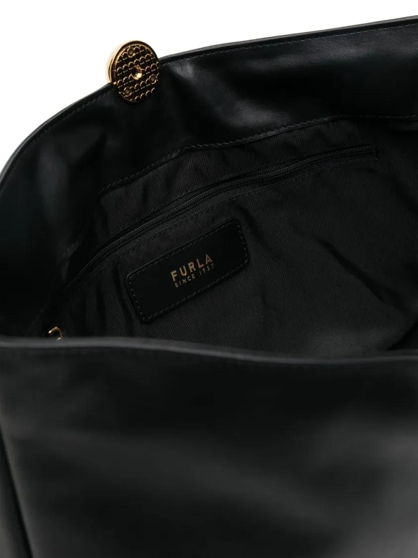 Furla Hobo bags Black Calf Leather Shoulder Bag in zwart