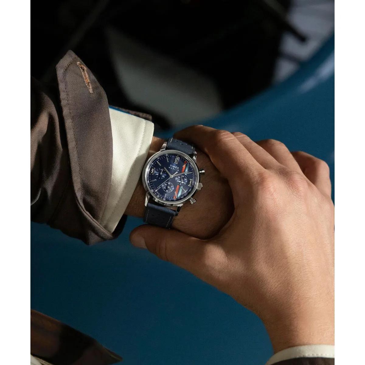 Thumbnail - Timex Uhren - Quarz-Analoguhr Marlin Chronograph Stripes - Gr. unisize - in Blau - für Damen