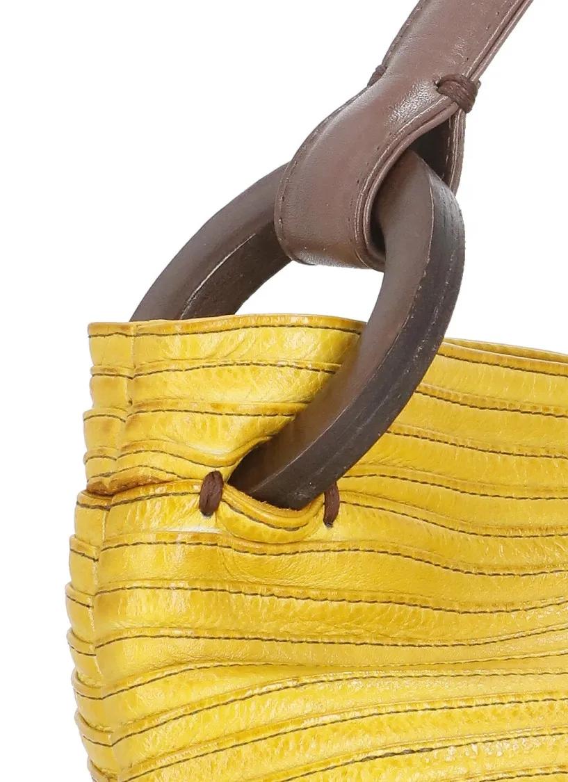 Majo Shoppers & Totes Yellow Leather Shoulder Bag in geel
