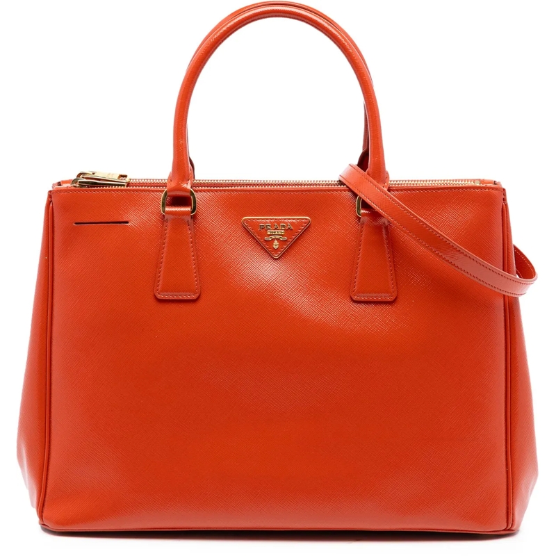 Prada Schultertasche Medium Saffiano Vernice Galleria Double Zip Satche orange