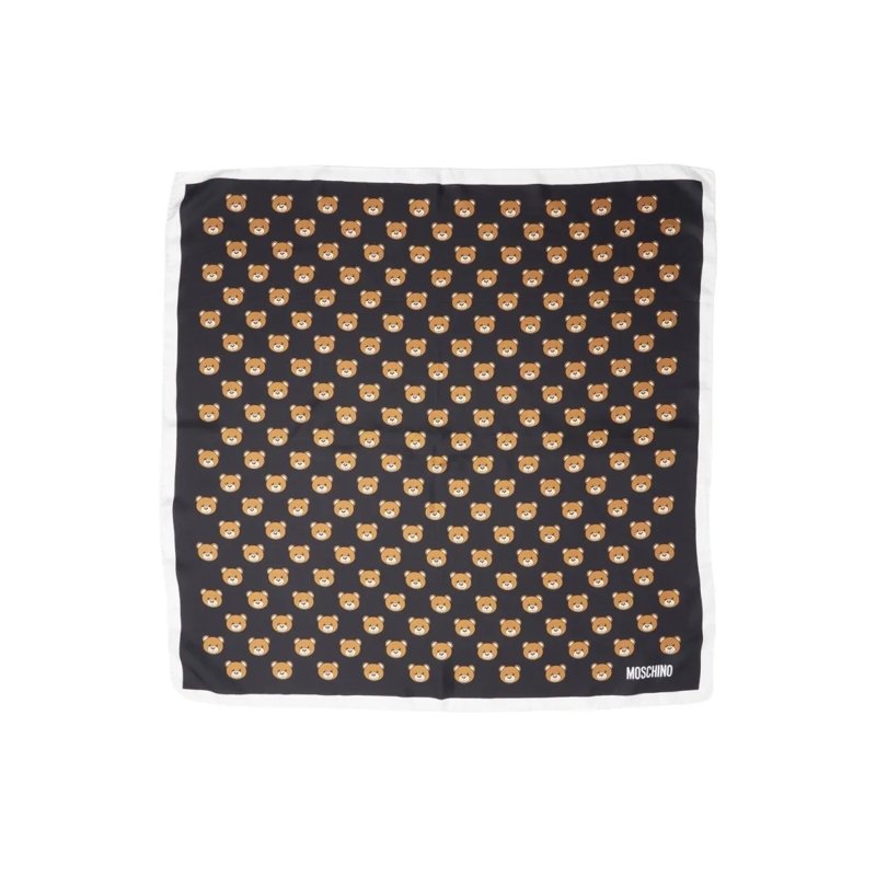 Moschino Écharpe légère Silk Scarf With Teddy Bear Motif Grey