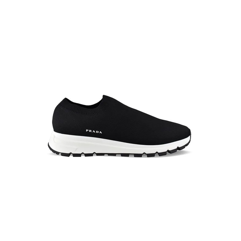 Prada Low-Top-Sneaker Black Mesh Slip-On Sneakers With Embossed Logo Black