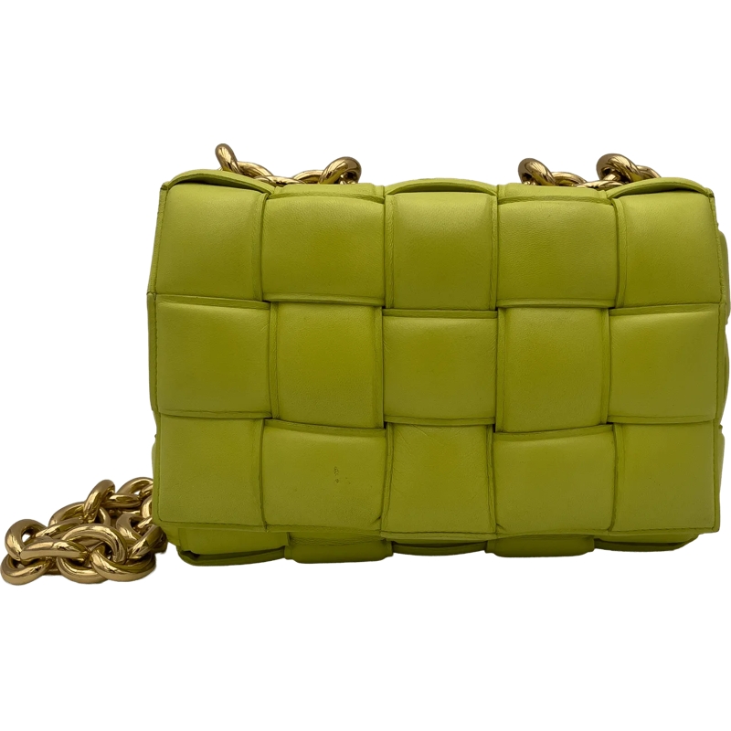 Bottega Veneta Schultertasche Bottega Veneta Padded Cassette Chain - Lemongrass grün