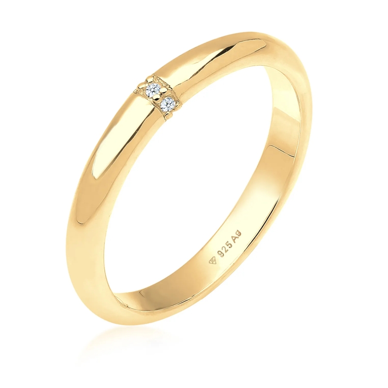 Elli Diamantring Ring Diamant  0.045 ct. Klassik Verlobung 925 Silb gold(Image 7)