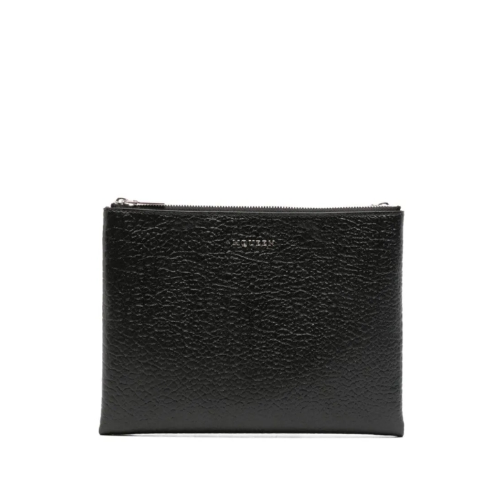 Alexander McQueen Black Logo Plaque Envelope Bag Black Clutch