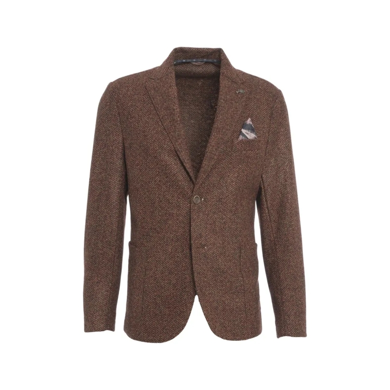 Bob Blazer Houndstooth Pattern Blazer With Single-Button Clos Grey