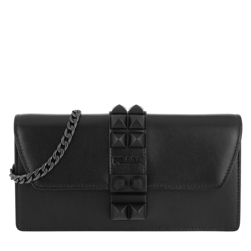 Prada Studded Crossbody Bag Leather Black Sac à bandoulière