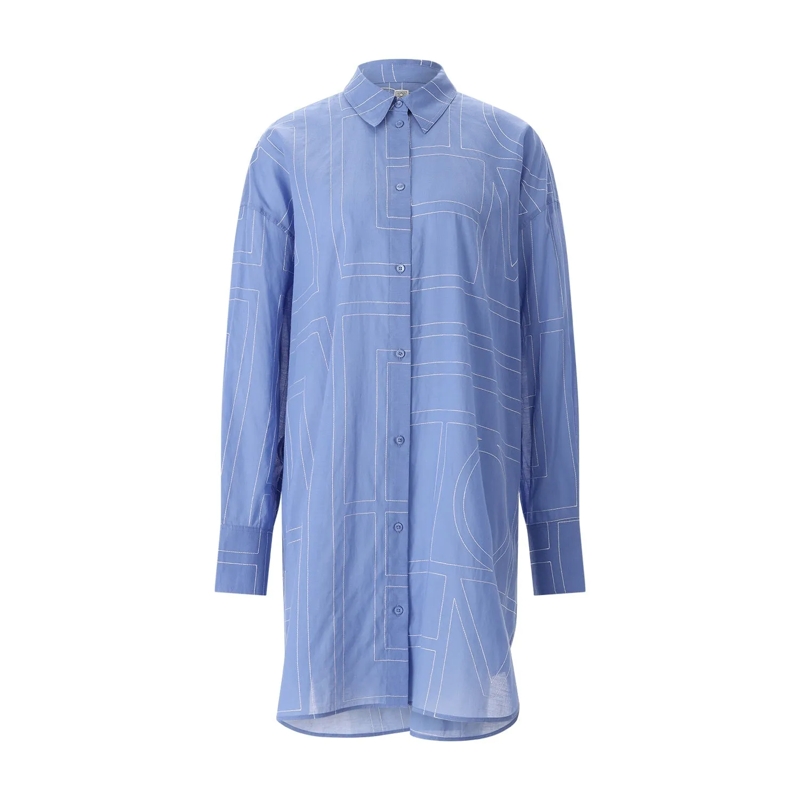 TOTEME Mini-robe Blusenkleid aus Bio-Baumwollmix blau