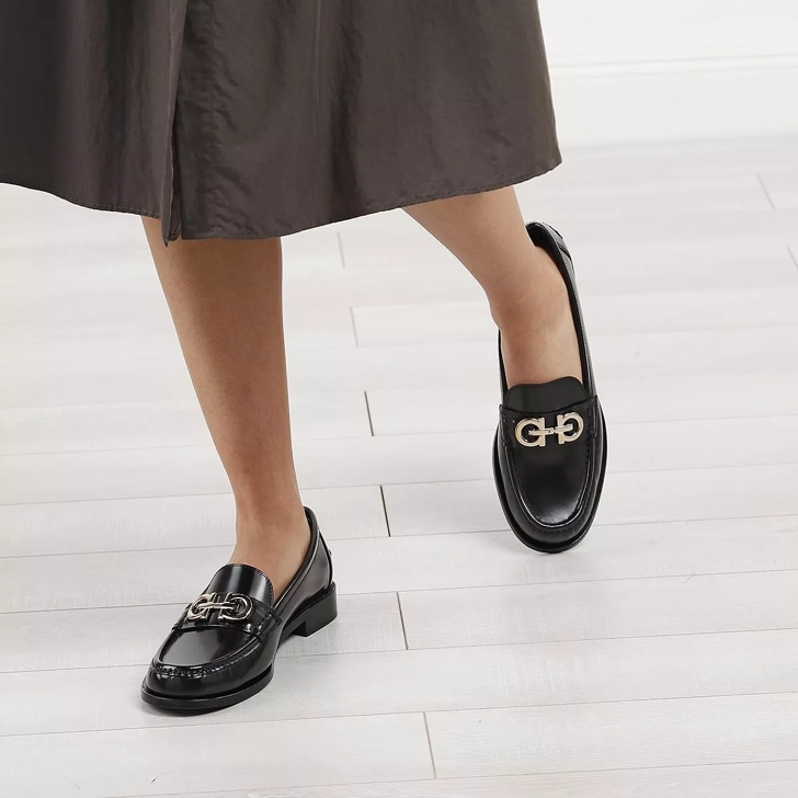 Salvatore Ferragamo Loafer With Double Gancini Black