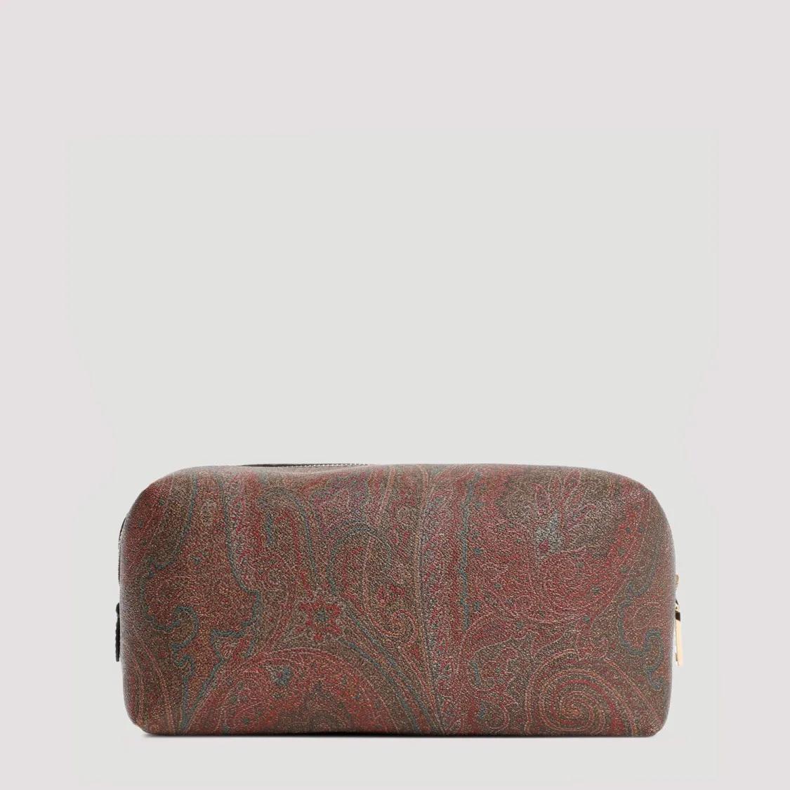 ETRO Pochettes M Brown Paisley Fabric Pouch in bruin