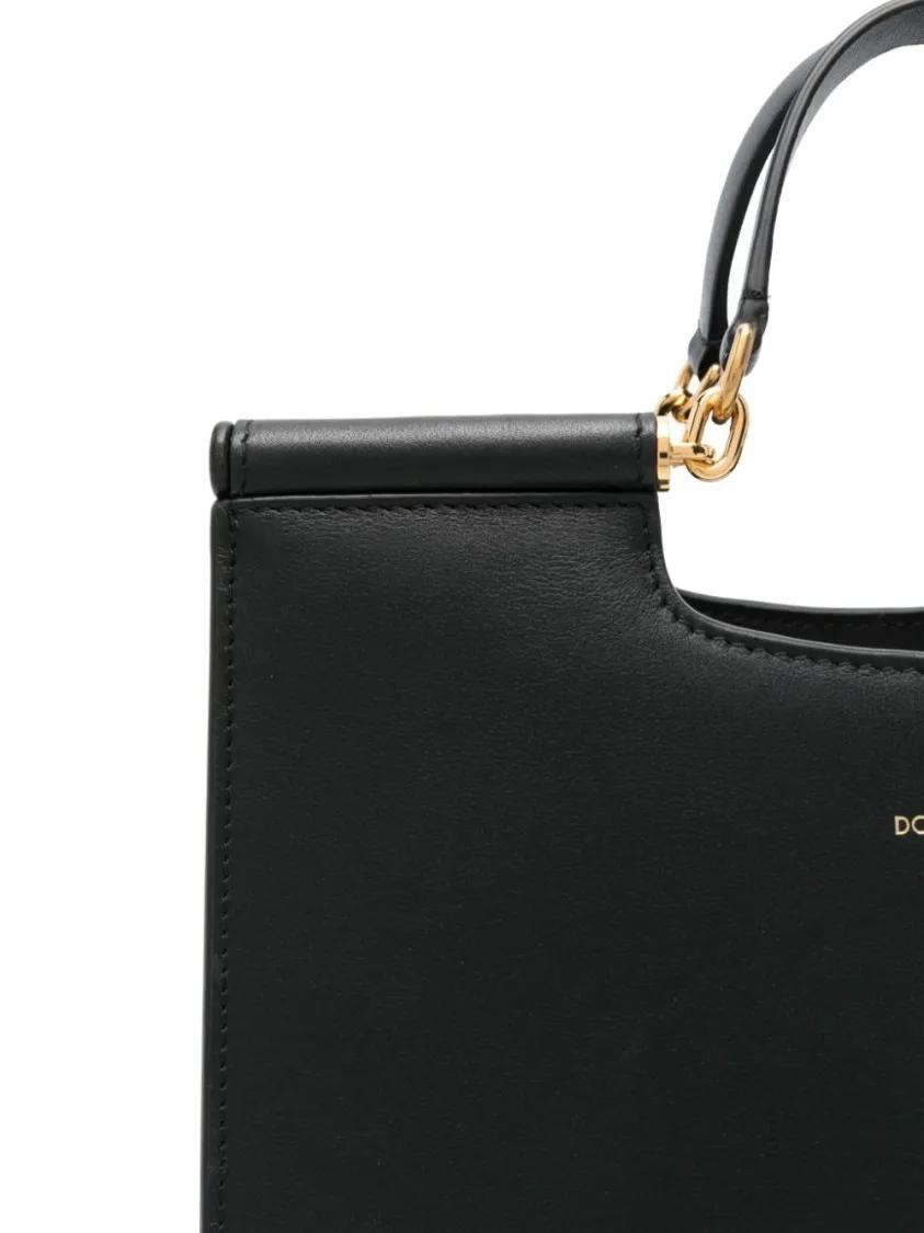 Dolce&Gabbana Shoppers & Totes Sicily Shopping Small Leather Bag in zwart