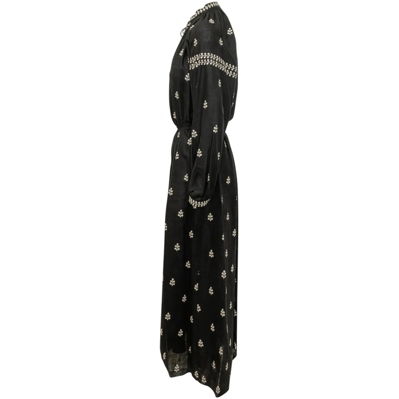 Isabel Marant Maxikleid Abito Lungo con Ricamo e Vita Arricciata schwarz(Image 3)