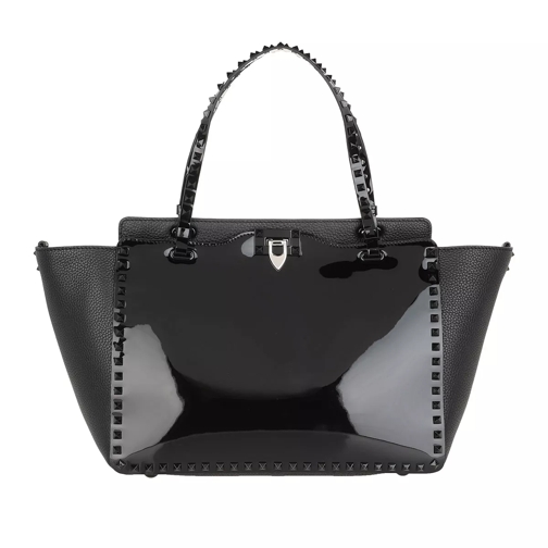 Valentino Garavani Rockstud Medium Tote Bag Calfskin Black Rymlig shoppingväska