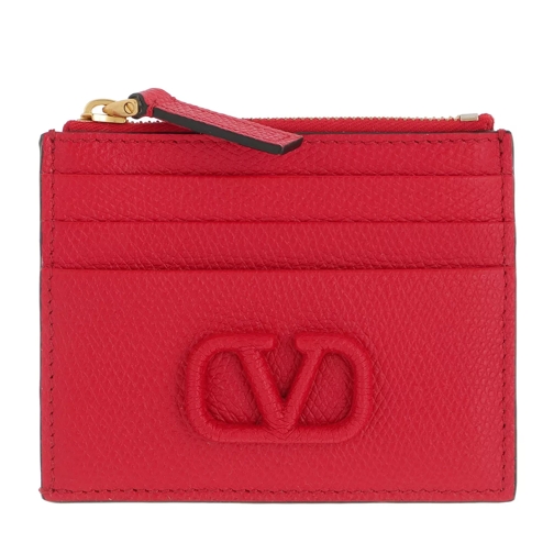 Valentino Garavani Signature VLogo Coin Card Holder Rouge Pur Card Case