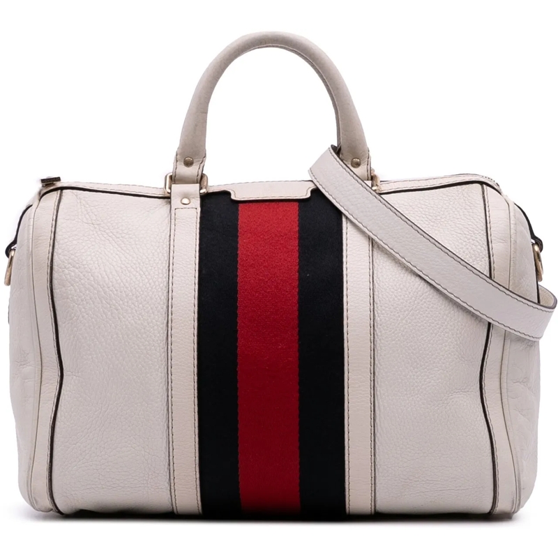 Gucci Schultertasche Medium Calfskin Web Joy Boston Bag weiß