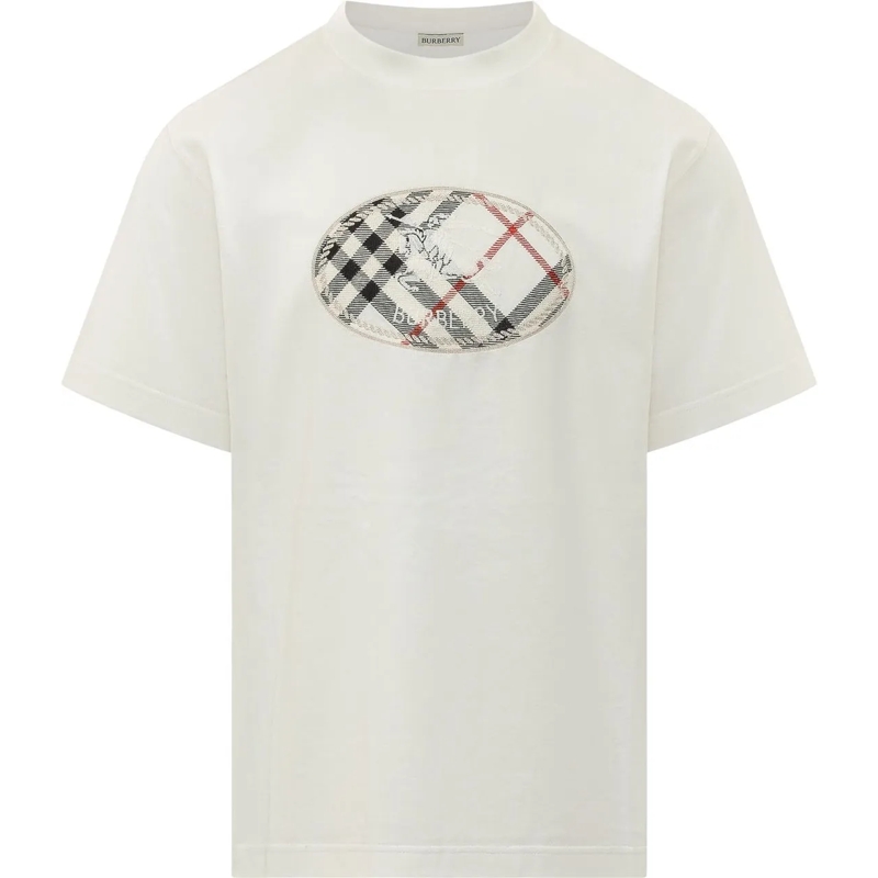 Burberry T-shirt T-shirt con Patch Ovale Check weiß