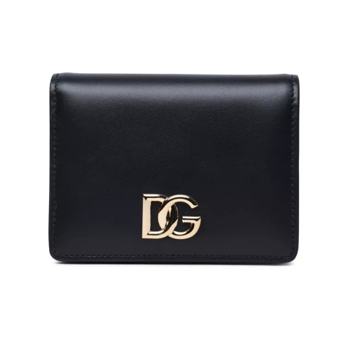 Dolce&Gabbana Black Leather Wallet Black Portemonnaie mit Überschlag